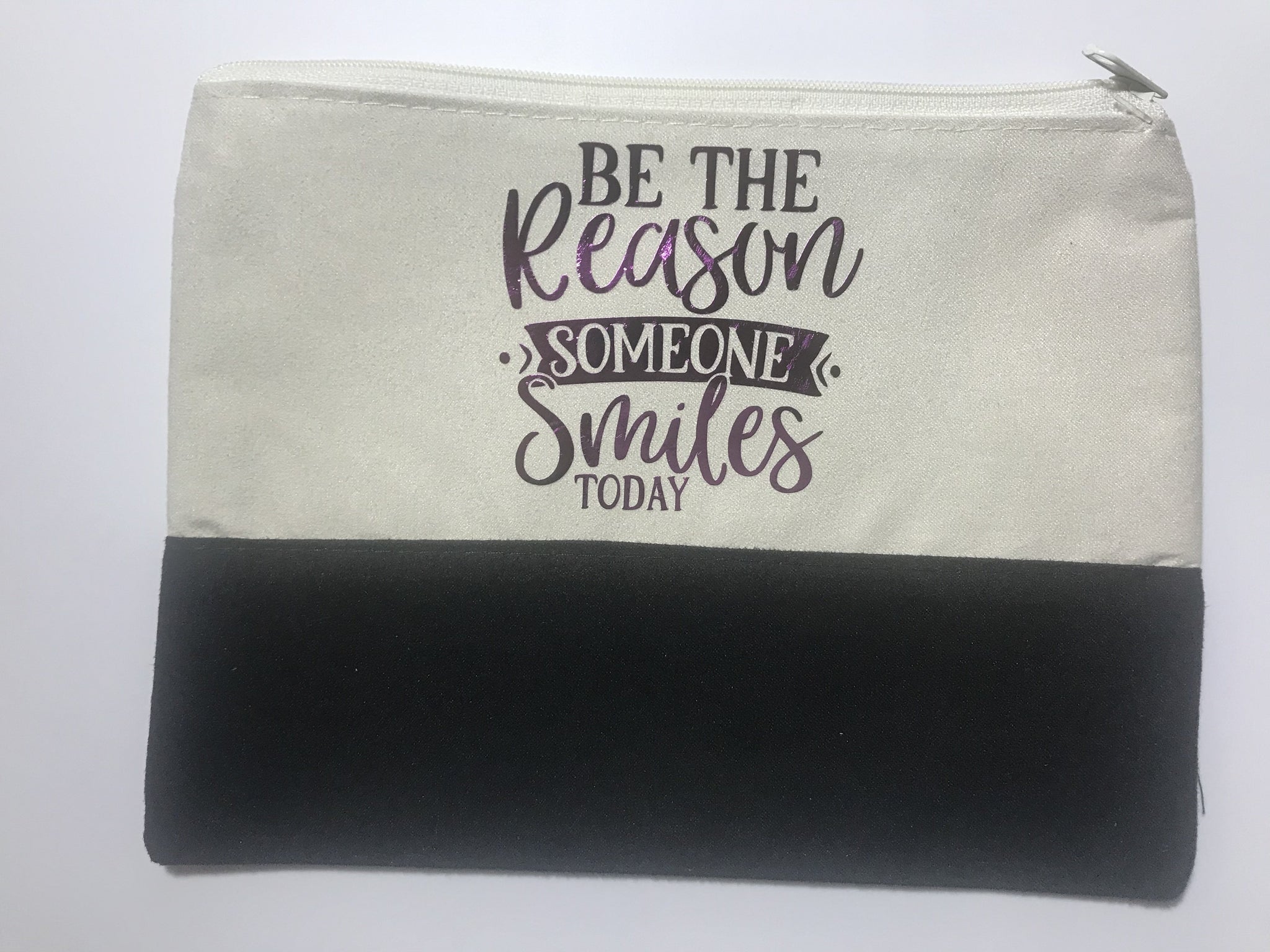 KINDNESS Matters Collection "Be the Reason Someone Smiles Today" in black/cream bag with purple foil writing