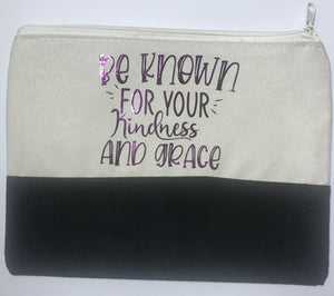 KINDNESS Matters Collection "Be Known for Your Kindness and Grace" in black/cream bag with purple foil writing